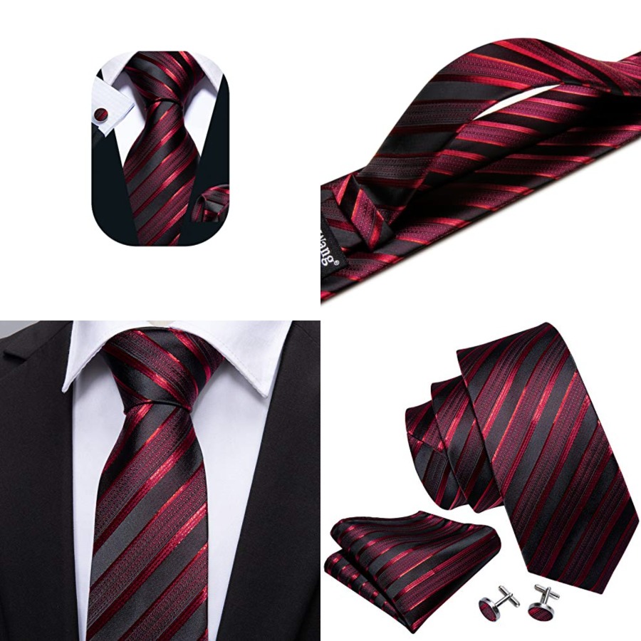Men'S Fashion Formal - Tie Sets for Men Silk Stripe