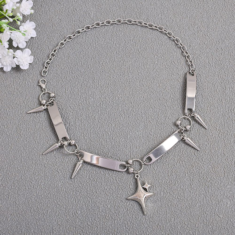 Men'S Fashion Y2K - Punk Style Silver Spiked Star Pendant