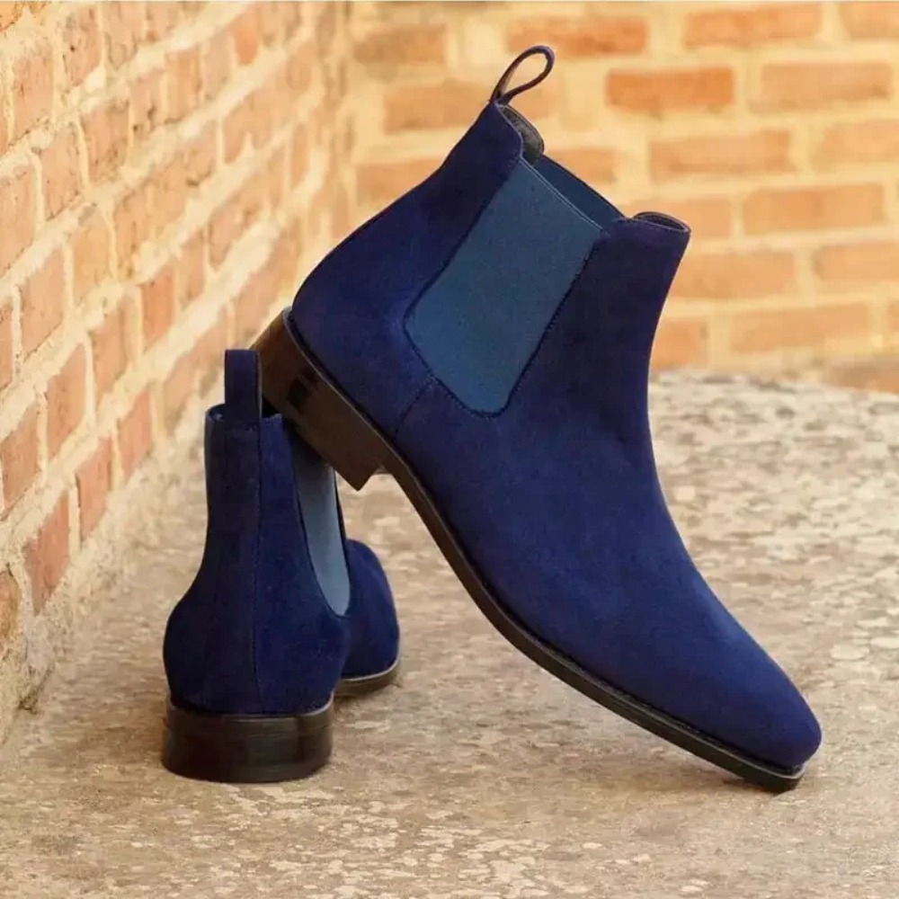 Men'S Fashion For 30 Year Olds - Chelsea Boots Men Blue Faux Suede