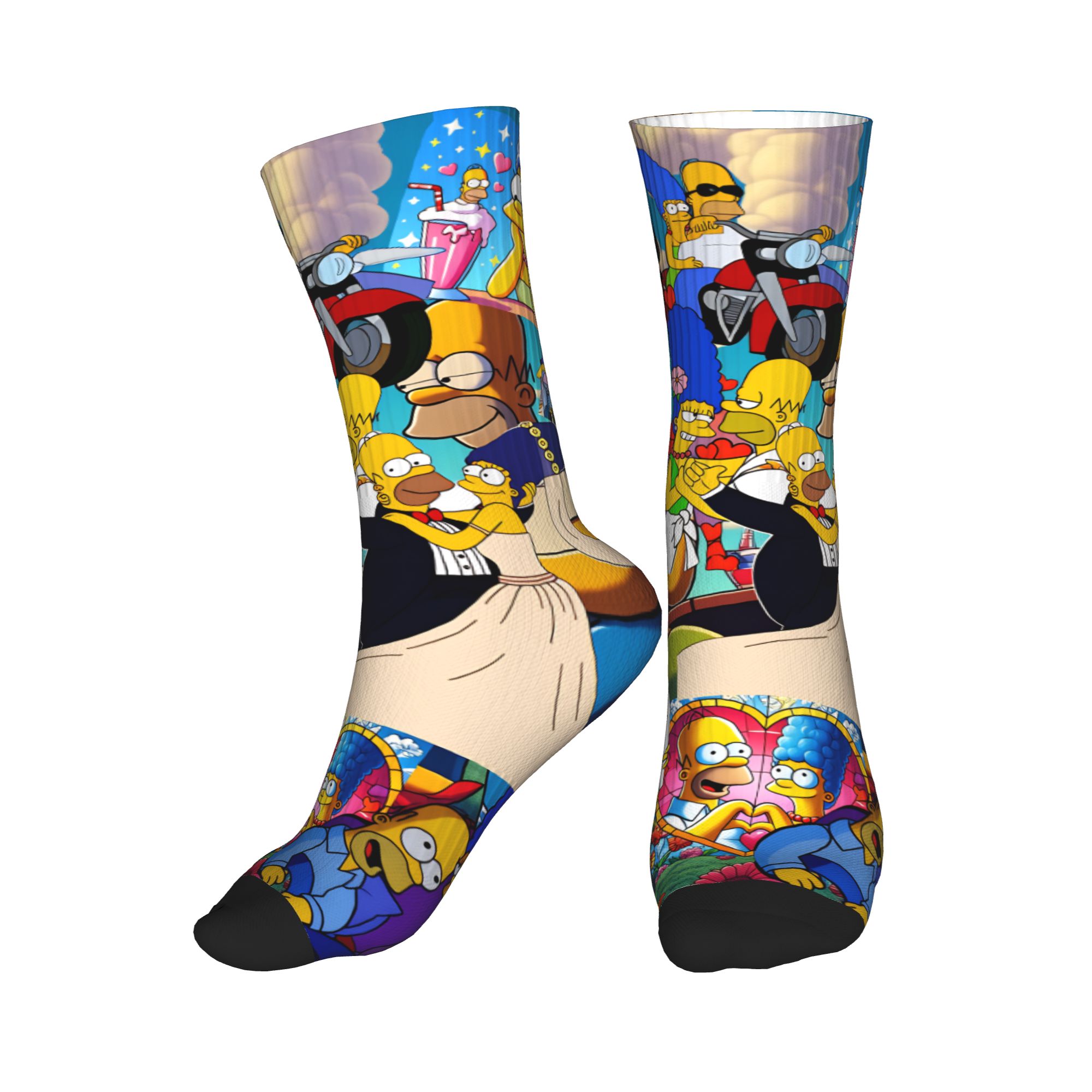 Men'S Fashion Youtube - Homer Marge S-Simpsons Love Collage Stockings