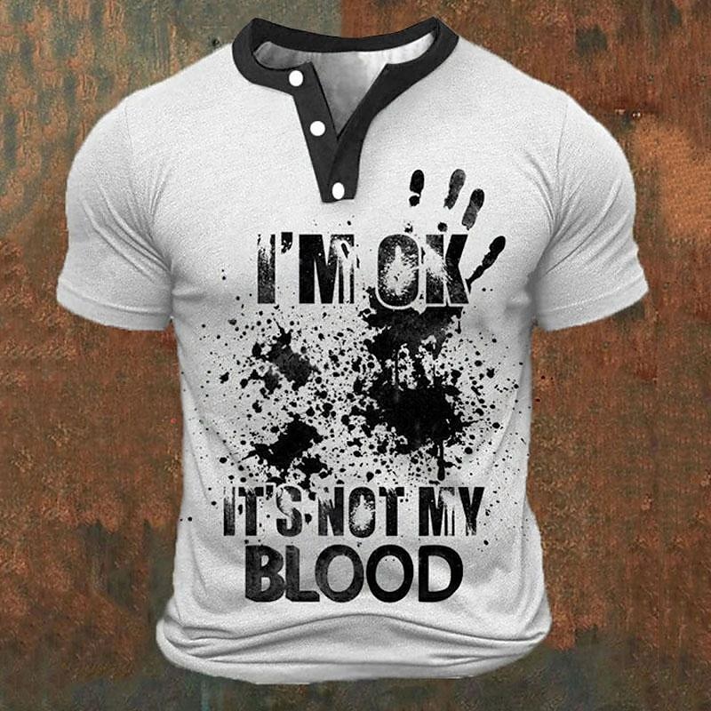 Men'S Fashion Course - Funny 3D Letter Print Men's Henley