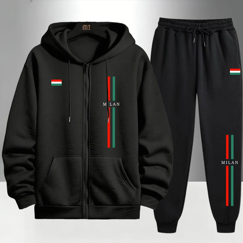 Men'S Fashion Formal - 2026 Italy Printed Men's Set Zipper