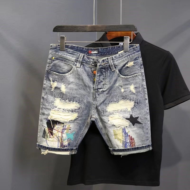Summer Men's Fashion Scraped P - Jeans Pants Fashion Men reseña y precio