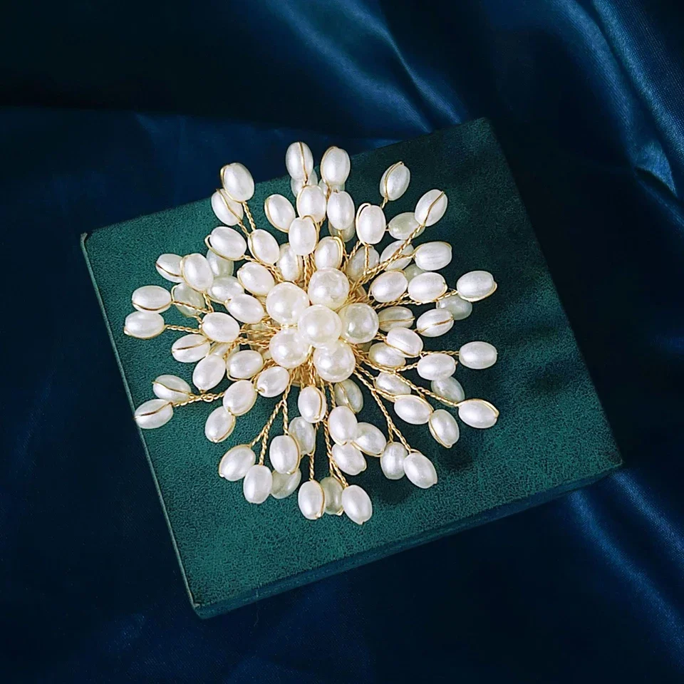 Pearl Woven Flower Brooch For  - Men Fashion Elegant reseña y precio