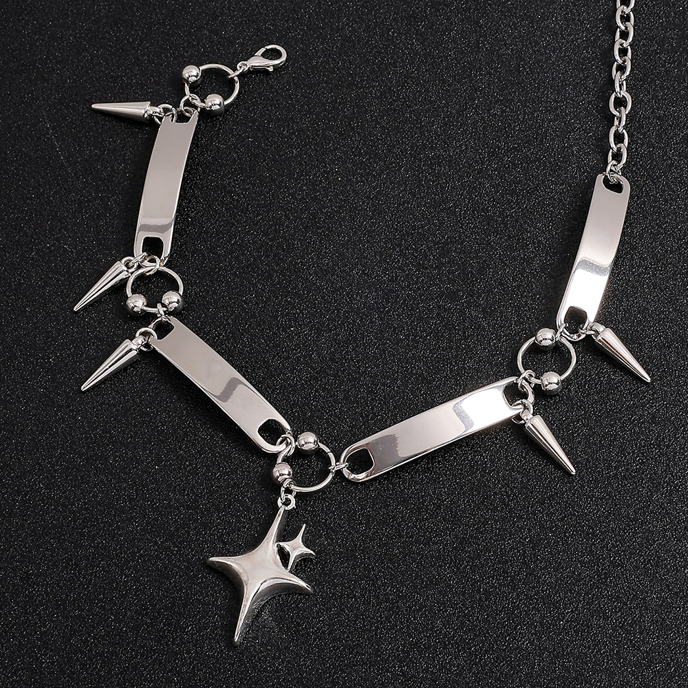 Punk Style Silver Spiked Star  - Men'S Fashion Y2K reseña y precio