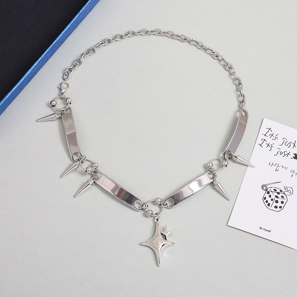 Punk Style Silver Spiked Star  - Men'S Fashion Y2K reseña y precio
