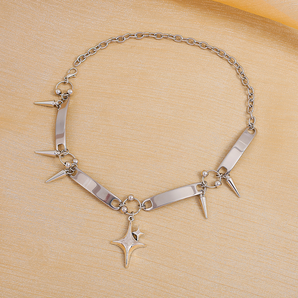 Punk Style Silver Spiked Star  - Men'S Fashion Y2K reseña y precio