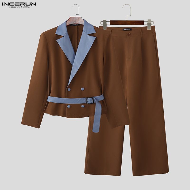 INCERUN Men Sets Patchwork Lon - Men Fashion Elegant reseña y precio