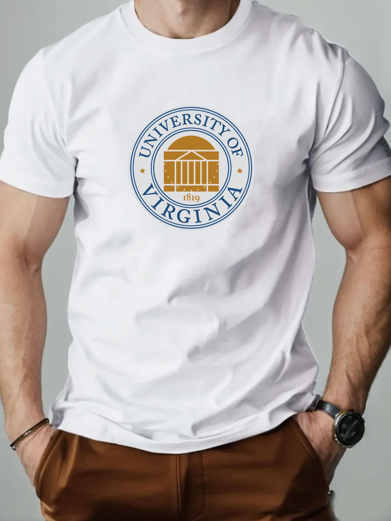 Men's Cotton T-Shirt, Universi - Men'S Fashion University reseña y precio