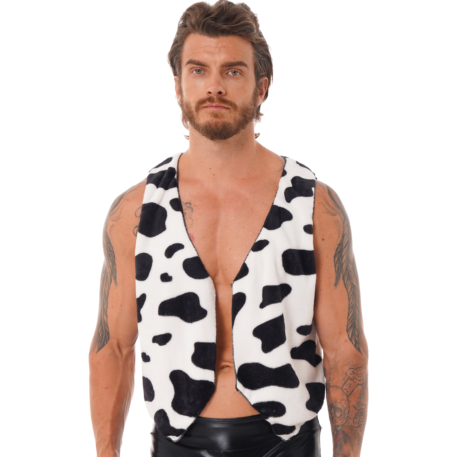 Men Cow Printed Vest Jacket Co - Mens Fashion Jumpers reseña y precio
