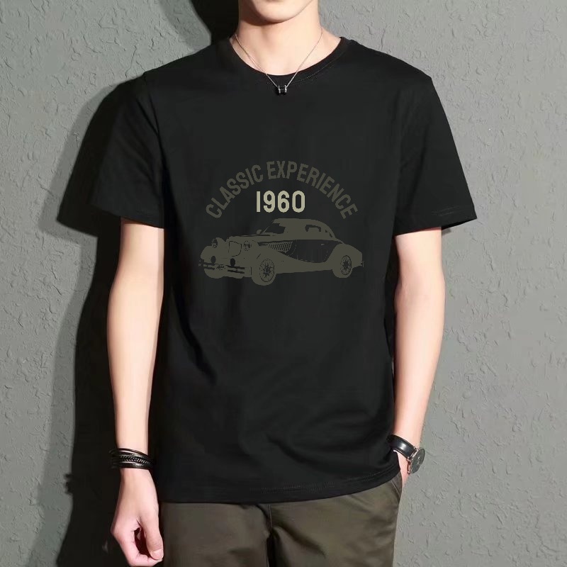 Men's Black Round-Neck Short-S - Men'S Fashion 1960S reseña y precio