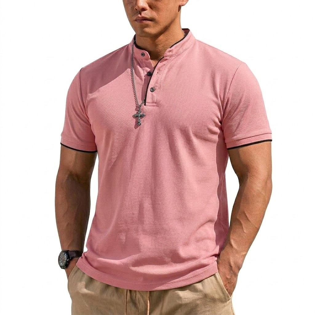 Summer Short Sleeve Henley Shi - Men'S Fashion Polo reseña y precio