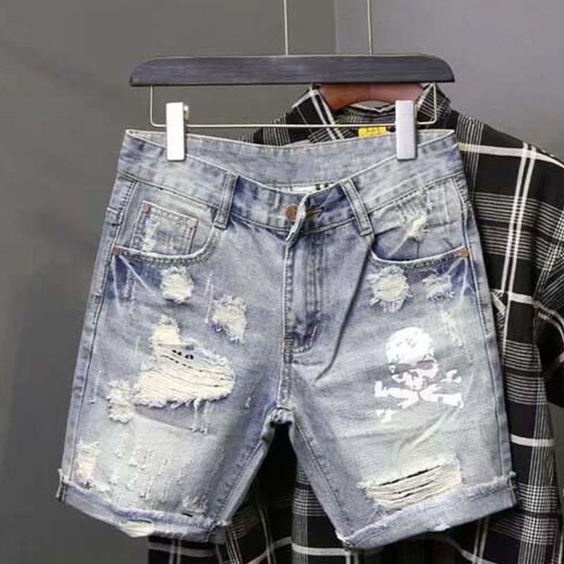 Summer Men's Worn Bead Hole Be - Jeans Pants Fashion Men reseña y precio