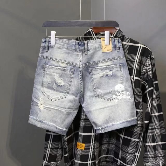 Summer Men's Worn Bead Hole Be - Jeans Pants Fashion Men reseña y precio