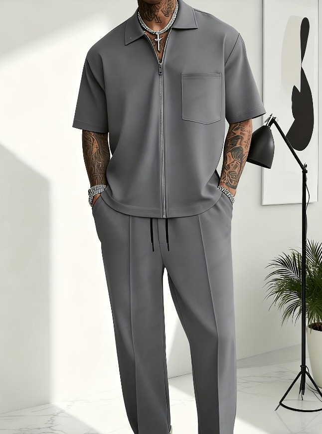 Men 2 Piece Outfits Half Zip P - Men'S Fashion Polo reseña y precio